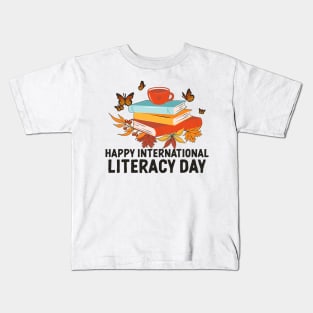 Happy International Literacy Day Book Lover Reading Kids T-Shirt